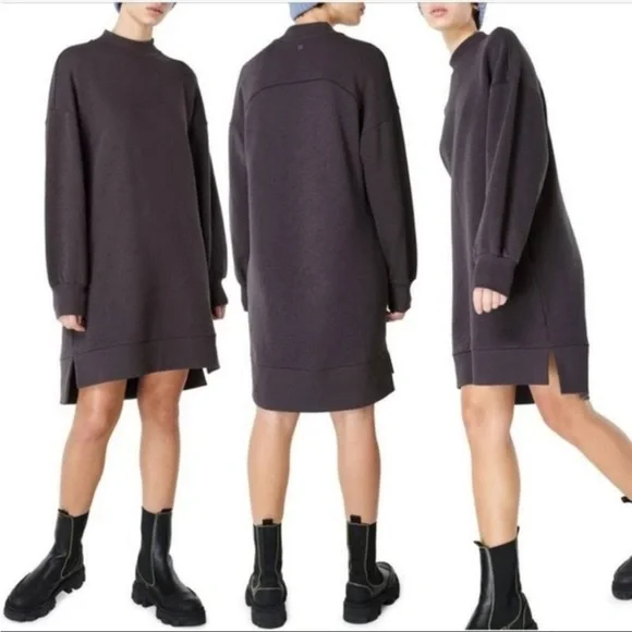 Sweaty Betty One & Done NWT Long Sleeve mock neck Organic Cotton Sweat Dress med - Picture 1 of 11